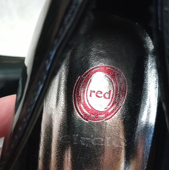 Women’s Heels Red Circle Black Pointy Pumps 10M - Picture 5 of 15